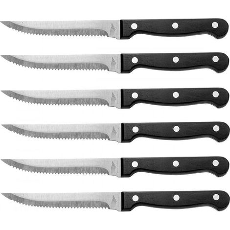 Lot 6 couteaux 22 cm à steak lame inox Pradel France (1/3)