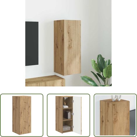Wandmontiert - TV-Wandschrank Wandmontiert Kunsthandwerk Eiche 30 x 31 x 80 cm (1/5)