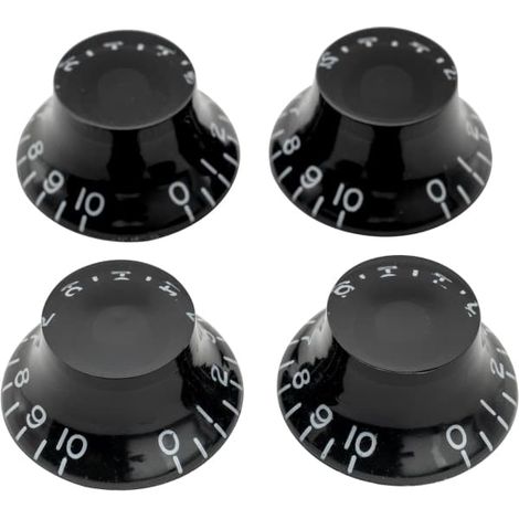 Boutons de potentiomètre Pro Imperial en pouces, format cloche, compatibles avec les guitares électriques Les Paul fabriquées aux États-Unis, noirs (lot de 4) (1/4)