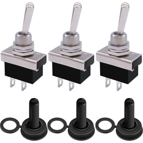 Interrupteur à bascule marche / arrêt / ouverture en métal 25a 12VDC / 15A 24VDC / 10A 250vac / 15A 125vac spdt2 pieds 2 vitesses interrupteur à bascule à interrupteur unique avec couvercle étanche po (1/3)
