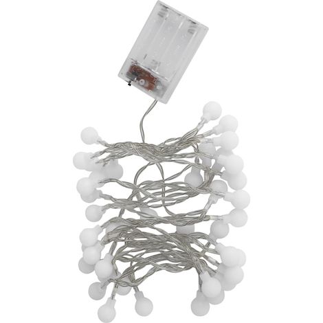 Guirlande lumineuse LED blanche à petites boules rondes de 4,2 m, alimentée par piles, étanche, pour décoration d'arbres d'extérieur, décoration de chambre pour fêtes, mariages, Noël, veilleuse, lumiè (1/5)