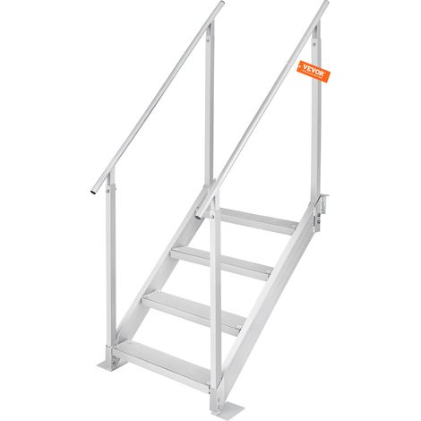 VEVOR Scaletta per Pontile Altezza Regolabile 75-96 cm, Scaletta per Pontone Barca 4 Gradini Lega di Alluminio Portata Circa 226 kg con Corrimano Scaletta Antiscivolo Scala per Imbarco Barca Piscina