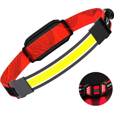 Lampe Frontale Led Rechargeable, De Lampe Torche Frontale De ,Étanche Et Lampe Frontale Arrière Rouge,3 Modes De Lumière, Adapté Au Camping,Randonnée,Travail,Pêche [Classe énergétique A+++] (1/5)
