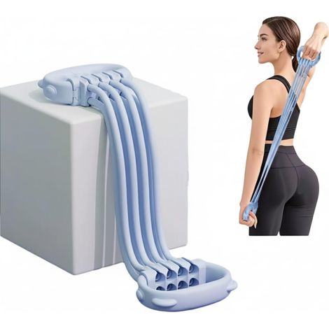 Fascia elastica di resistenza a forma di otto con maniglie - Allenatore per petto e schiena a 8 tubi per allenamento a casa - Blu (1/4)