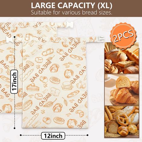 Sachet à pain réutilisable en coton enduit de lot de 2 (1/4)