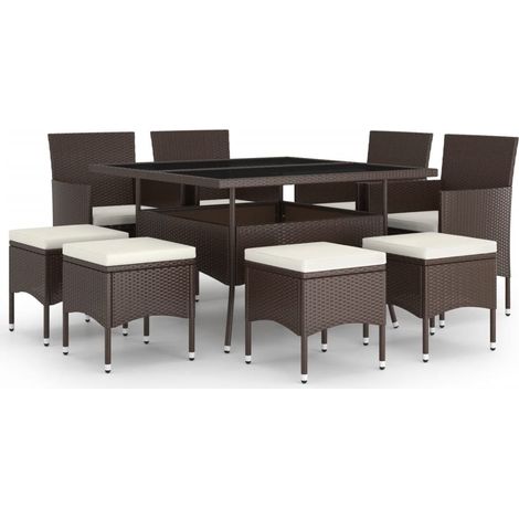Maison Exclusive - Set da Pranzo da Giardino in Polyrattan 9 pz Marrone