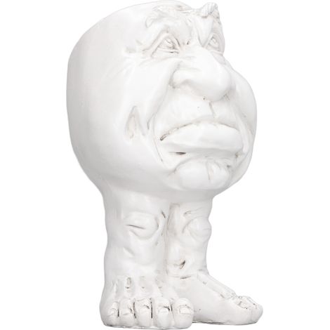 Pot décoratif en résine imperméable avec sculpture de visage amusant, blanc, type C (1/5)