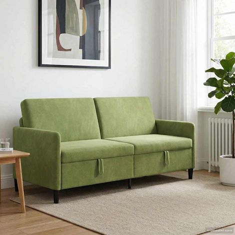 vidaXL Sofá con almacenamiento Verde claro 192 x 78 x 87 cm Poliéster (1/5)