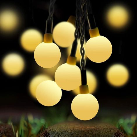 50 luci a stringa solari da esterno a forma di globo LED, 7 m, con 8 modalità di illuminazione, lampadine decorative impermeabili per interni ed esterni per giardino, balcone, feste, matrimoni, Natale (1/5)