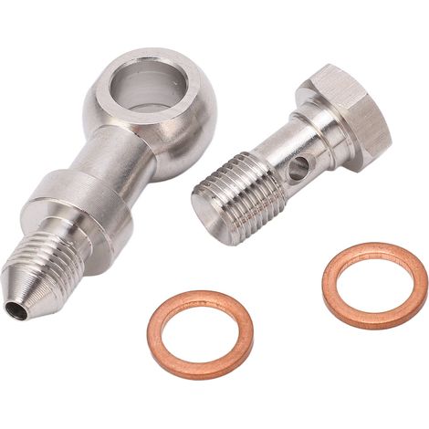 Kit de boulons banjo M10x1.0 en acier inoxydable, résistant à l'huile, avec raccord cannelé et rondelles, pour alimentation turbo, limiteur de débit 1,5 mm (1/5)