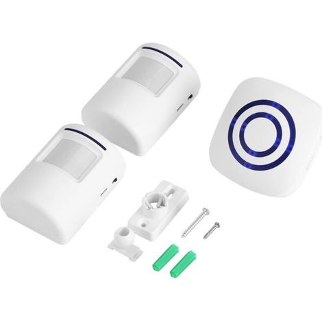 Campanello elettrico senza fili Ulisem con rilevatore di movimento, 36 melodie, allarme di sicurezza con trasmettitore e ricevitore, per casa, ufficio, hotel, negozio (2+1 EU) (1/2)