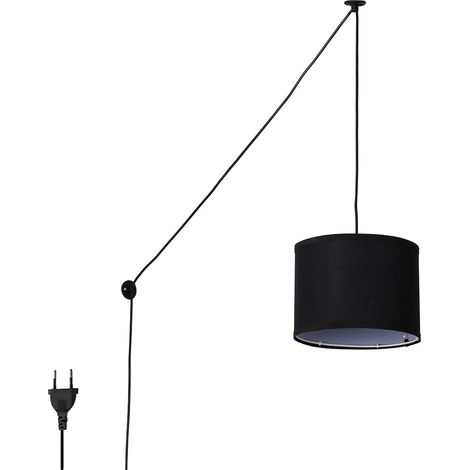 Suspension décorative "KIM" - Avec câble et prise - E27 - Noir (1/5)