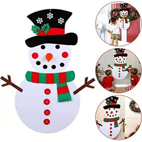 Bonhomme De Neige En Feutrine - 100 Cm - Kit De Décoration De Noël Pour Enfants - À Montrer Soi-Même - Avec Accessoires Détachables - 1 Pièce (1/5)