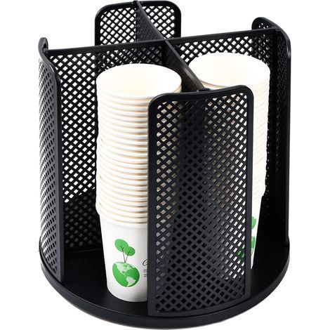 Porte Gobelets en Carton à 4 Compartiments, Support pour Tasse à Café Porte Gobelet Bureau Porte Gobelet Distributeur de Gobelets en Papier Rotatif à 360° pour Café Magasin Maison Bureau Fête Buffet (1/5)