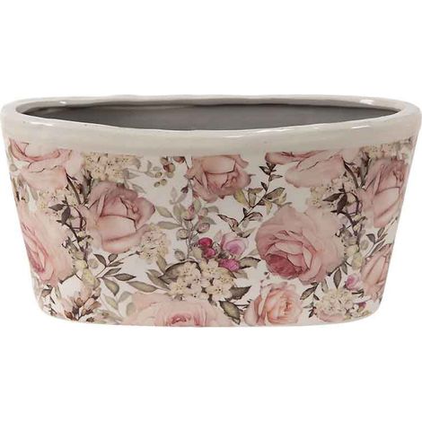 Pot de fleurs rose céramique 27x13x14cm