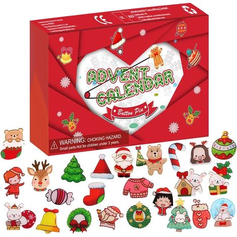 Weihnachtsbrosche-Adventskalender für Kinder, 24-tägiges Countdown-Geschenk (1/5)