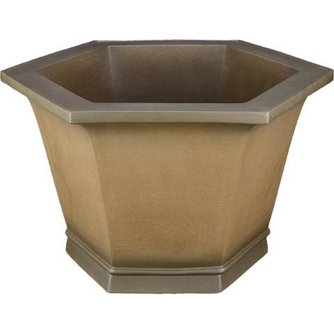 Vaso per bonsai esagonale in gres 27,5x27,5x21 cm - SM075a
