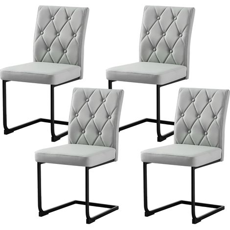 Sedie da pranzo 4 pezzi in similpelle grigio chiaro moderno a dondolo con struttura metallica ergonomica sedia da cucina