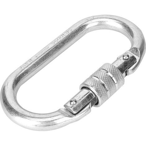Mousqueton de sécurité extérieur en acier allié argenté 25 kN avec boucle en O pour l'escalade et le sauvetage (1/5)