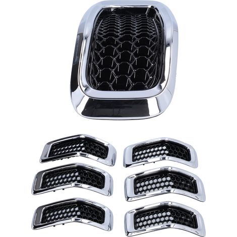 7-teiliger Frontgrill-Einsatz/Schutzgitter für Jeep Cherokee 2014-2018, Chromrahmen