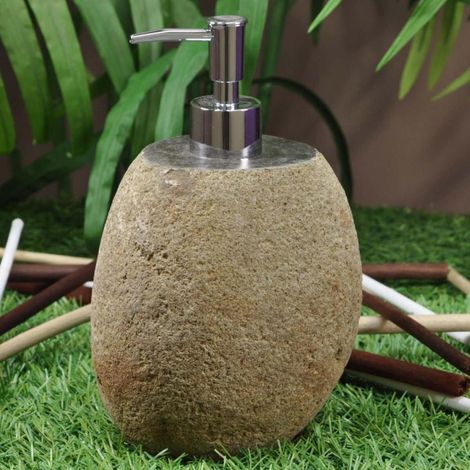 Dispensador de jabón de piedra de río