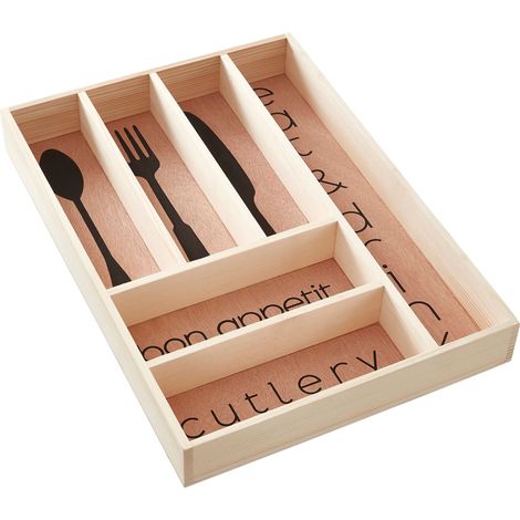 Premier Housewares Wooden Modern Design Cutlery Tray (1/4)