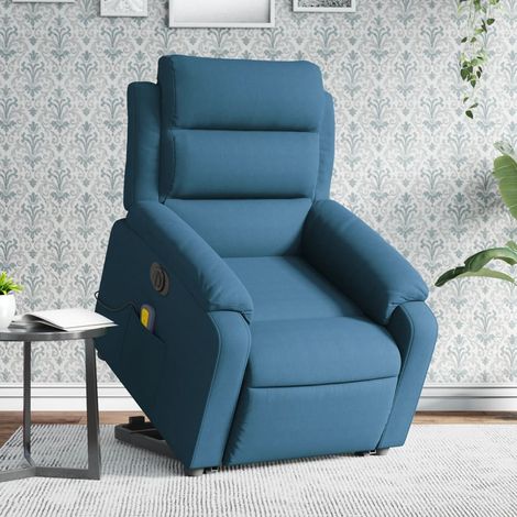 Fauteuil inclinable de massage électrique-Chaise de relaxation-Fauteuil Relax bleu velours 684655 (1/5)