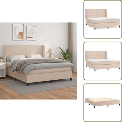 The Living Store Boxspringbett Matratze Cappuccino-Braun 160x200 cm Kunstleder - Boxspringbett - Betten - Doppelbett - Kunstlederbett - Lattenrost (1/5)