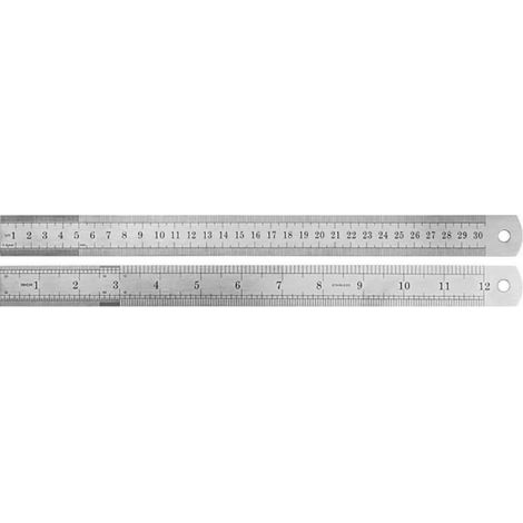 Règle - Acier Inoxydable - 300 mm - Pour Mesure Précise en Bricolage et Atelier - 1 Pièce