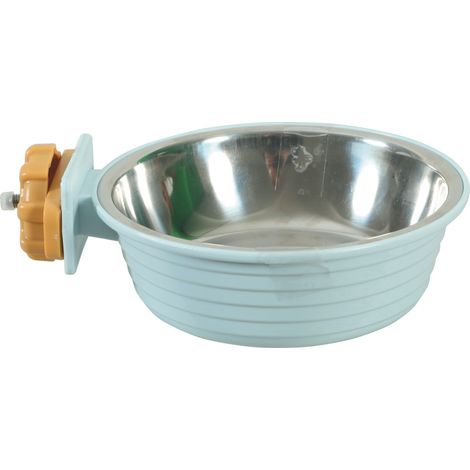 Mangeoire en plastique bleu et inox pour lapin et cochon d'Inde. - zolux