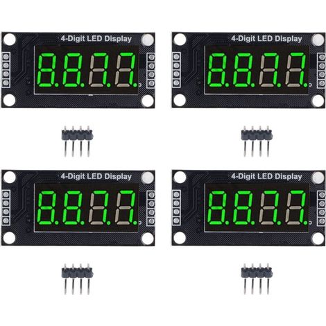 Sets 4 Digit 7 Segment 0.36in Digital Tube Display Module TM1637 LED Display Module Drive Chip (Green MRA110E). (1/4)