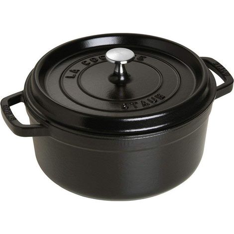 Staub Rostiera rotonda in ghisa di colore nero, diametro 24 cm, capacità 3,8 litri (1/5)