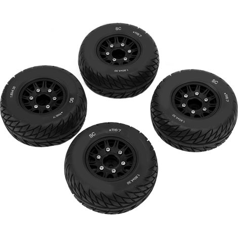 Pneus courts pour camion 1:10, amorti renforcé, bonne adhérence, texture irrégulière, stables et maniables. Accessoires RC pour Arrma Senton, noir. (1/5)