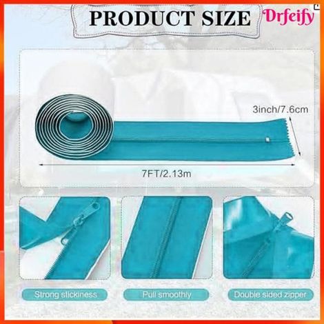 Fermeture éclair anti-poussière - - 2 pcs 2,13 m - Auto-adhésive - Nylon renforcé - Rouge (1/5)