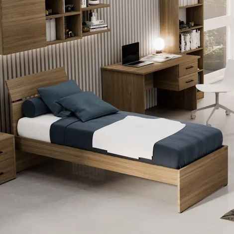 Letto singolo per camera colore Noce Naturale cm 200x85xH 98 (1/2)