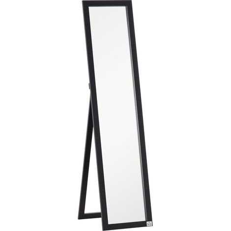 HOMCOM Specchio da Parete e Terra con Supporto Richiudibile e Cornice in MDF