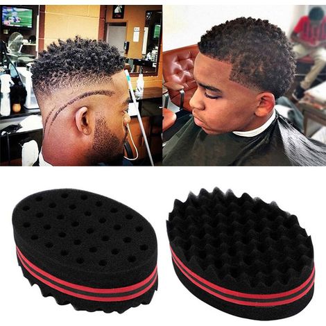 2 Éponges à Cheveux pour Boucles Hommes Femmes Enfants Coiffure Brosse Éponge Tresses Locking Twist Afro Curl Coil Ondulation Soin Capillaire (1/5)