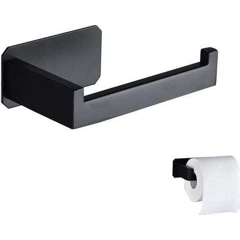 Porte-papier toilette noir, porte-rouleau de papier toilette en acier inoxydable, porte-papier toilette pour salle de bain et cuisine (carré) (1/4)