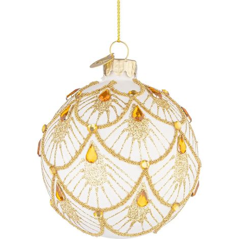 Esfera decorativa Stardust en vidrio blanco y oro 8 cm (1/3)