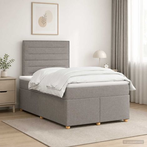 vidaXL Lit boxspring avec matelas Taupe 120 x 200 cm Tissu (1/5)