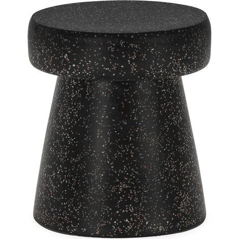 Tabouret design noir en fibre de pierre effet terrazzo élégant - Noir effet terrazzo moucheté blanc (1/2)