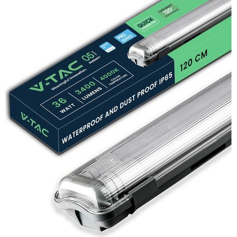 Réglette LED Étanche 120 cm - 36W - HAUTE LUMINOSITÉ - IP65 - Plafonnier Lampe 3400 Lumen pour Plafond, Garage, Magasin - Double Tube Led - Lumière Blanc Neutre 4000K (1/5)