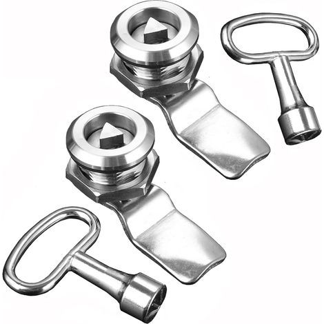2PCS verrou de boîte aux lettres clef triangle de compteur électrique à gaz avec clé triangulaire, serrure à came filetée, Boite pour boîte aux lettres, armoire, tiroir, meubles (1/5)