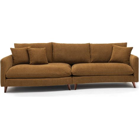 Canapé d'angle gauche convertible 5 places en tissu - Bronze - Farrah (1/5)
