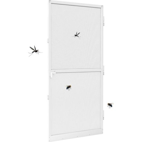 Moustiquaire de porte, moustiquaire de balcon, moustiquaire avec cadre en aluminium, tissu en fibre de verre, moustiquaire pour porte de terrasse, salon (blanc, 120 x 240 cm)