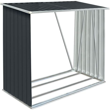 Maison Exclusive - Casetilla leña acero galvanizado gris antracit (1/5)