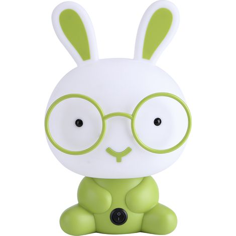 Lampe de chevet/veilleuse en forme de lapin Catton mignon, pour table ou bureau, chambre à coucher (vert), décoration intérieure, cadeau (1/2)
