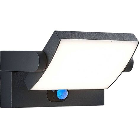 Lindby – Applique murale solaire LED en aluminium – Angle de détection 100° – Portée 5 à 7 mètres – Éclairage réglable 7 à 90 secondes (1/6)