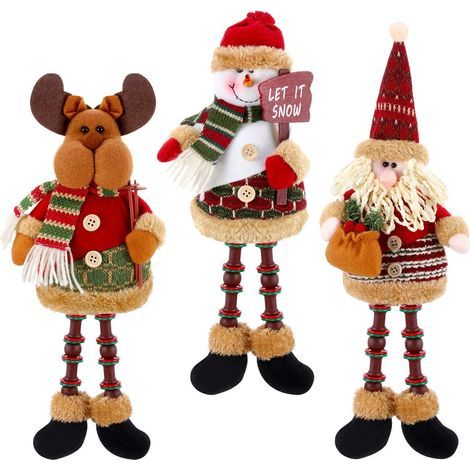 3-teiliger Weihnachtsschmuck: Sitzender Weihnachtsmann, Schneemann, Rentier (1/5)
