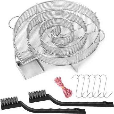 Générateur de Fumée Froide Ronde pour Fumoir Boîte de Fumoir Granule Fumage Viande Poisson avec Corde Brosse Nettoyage Grille